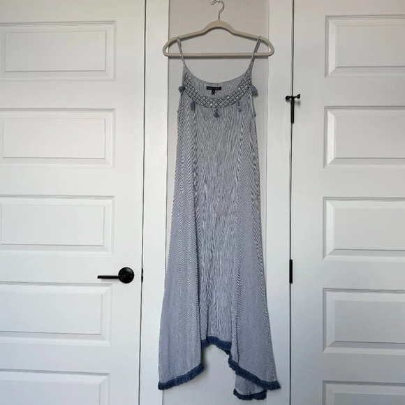 Saks Fifth Avenue Striped Tassel Maxi Dress Size S - Picture 1 of 9